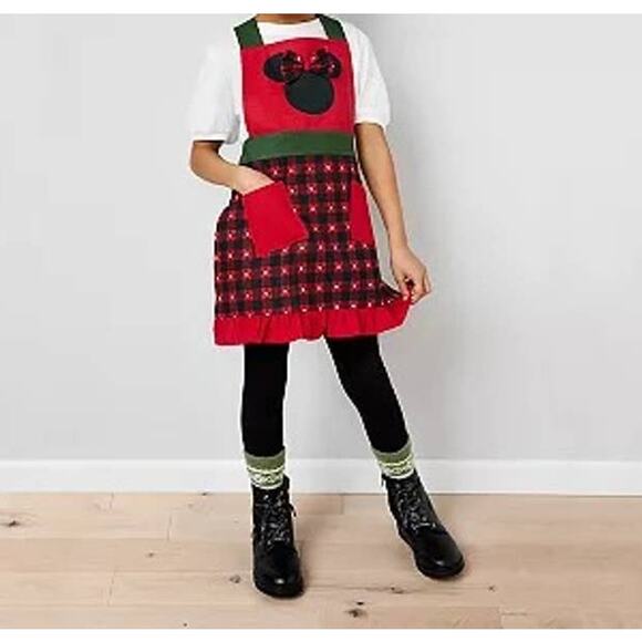 Minnie Mouse Apron Kids  Disney Chef Cook Red Black Mickey - Picture 2 of 2